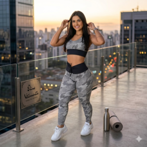 Ensemble Sport Chic - Motif Zig-Zag Noir & Argent