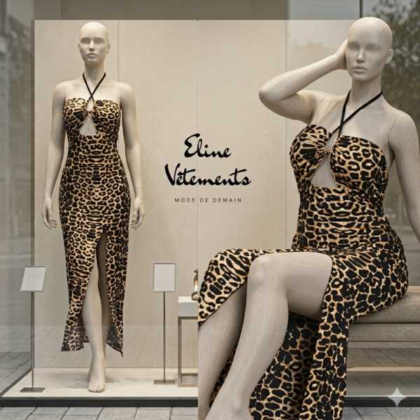 ​Robe Longue Évasée à Imprimé Léopard – Élégance Audacieuse
