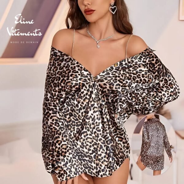 Chemise Oversize Satinée - Imprimé Léopard