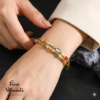 Bracelet Jonc Doré aux Cristaux Multicolores