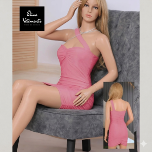 Robe Courte Asymétrique – Rose Poudré