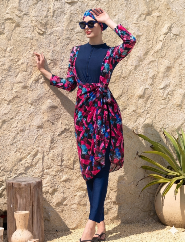 Burkini Bleu Salopette & Paréo  /  بوركيني أزرق سالوبيت مع باريو