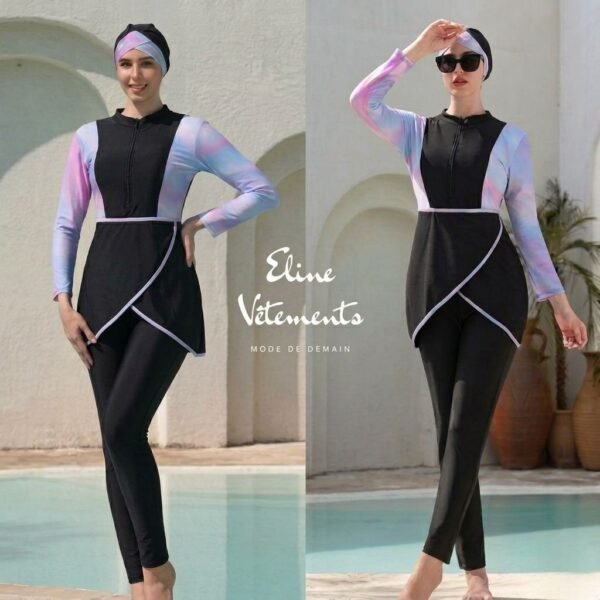 Burkini noir Salopette & Bonnet / بوركيني أسود سالوبيت + بونيه
