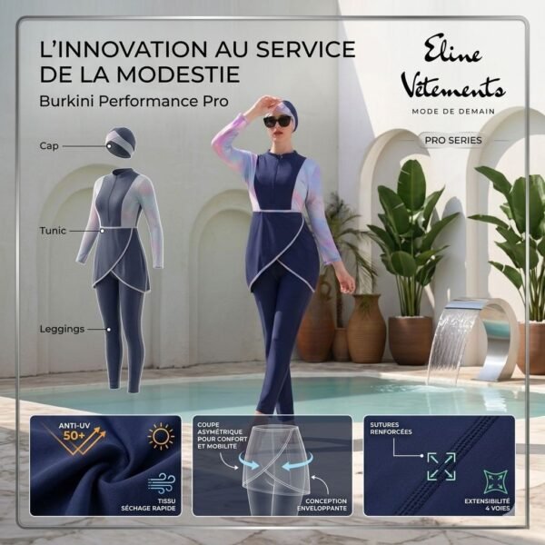 Burkini bleu Salopette & Bonnet / بوركيني أزرق سالوبيت + بونيه