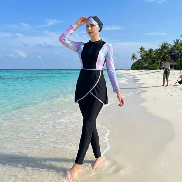 Burkini noir Salopette & Bonnet / بوركيني أسود سالوبيت + بونيه