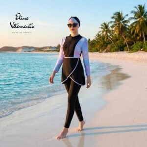 Burkini noir Salopette & Bonnet / بوركيني أسود سالوبيت + بونيه